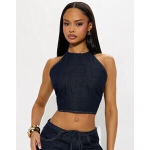 Revamped Denim Halter Top NWT Size Medium